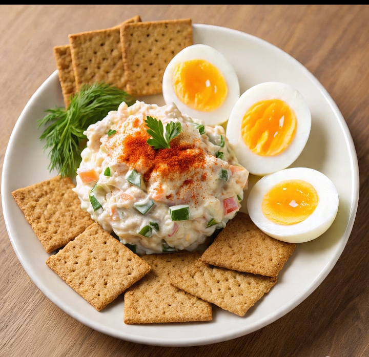 Tuna Salad with Whole-Wheat Crackers and Hard-Boiled Eggs: